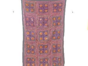 アンティーク 木綿刺し子抽象模様敷物